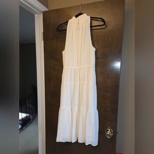 Michael Kors White Textured Midi Dress